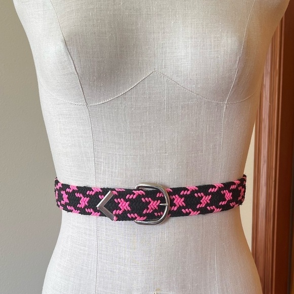 Pink & Black Neon Woven Western Belt Vintage 90s Southwestern Streetwear Casual